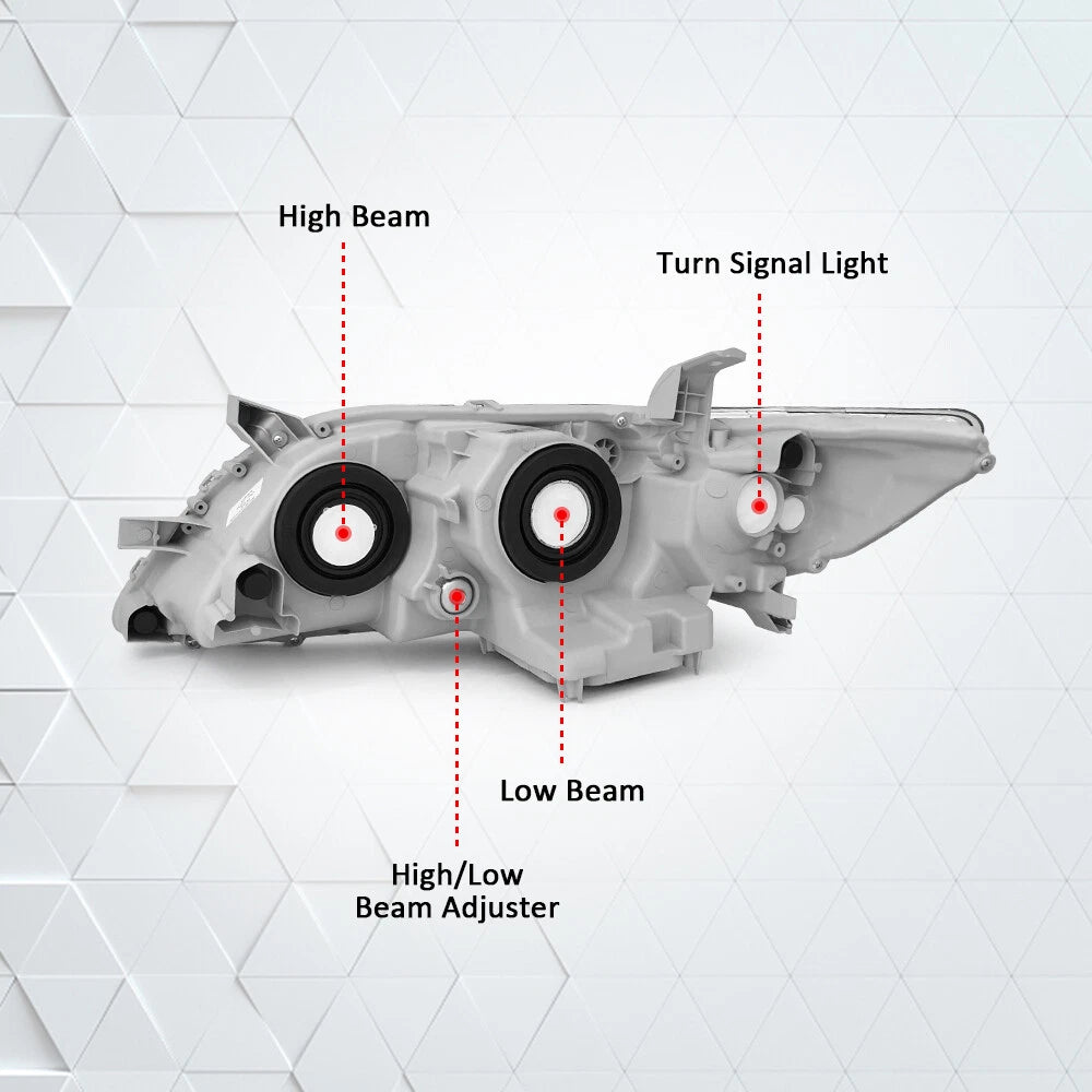 Pair Headlights Assembly for 2007 2008 2009 Toyota Camry Chrome Housing