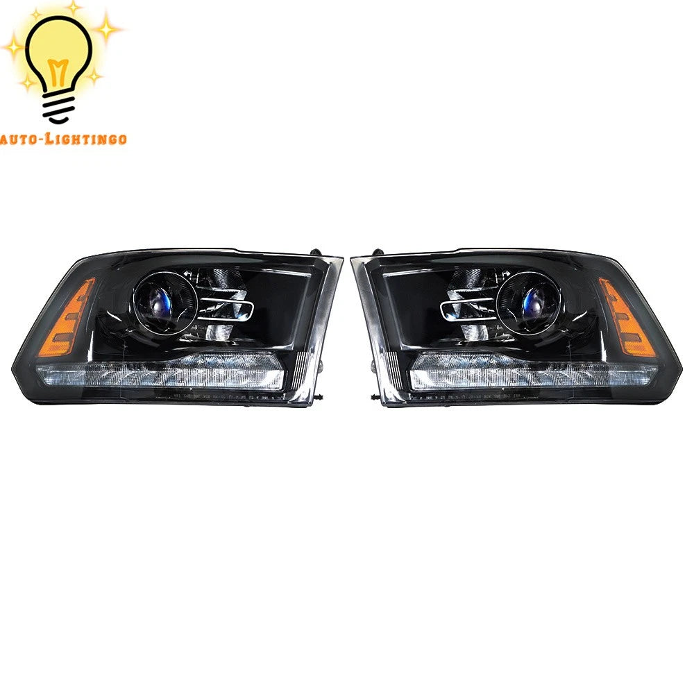 For Dodge Ram 1500 2500 3500 2013-2018 Black Projector Headlights w/LED DRL