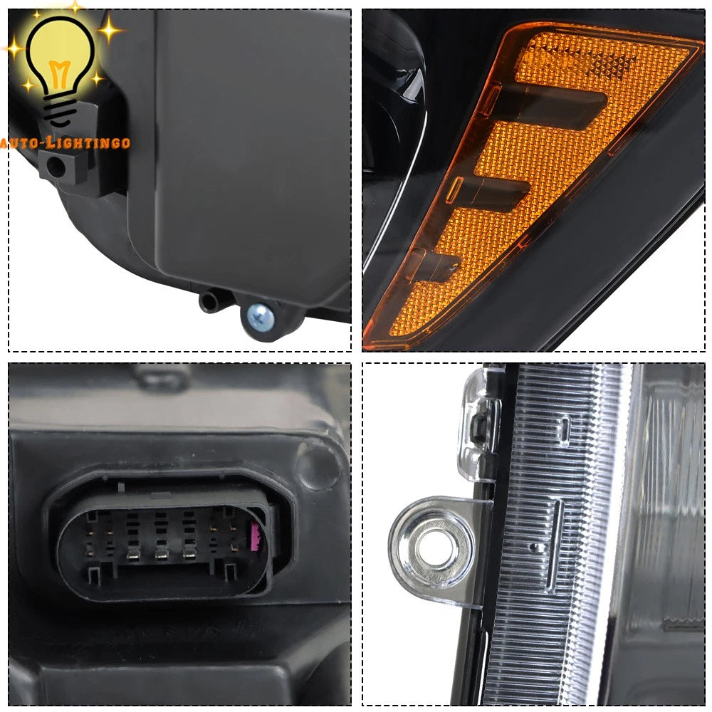 For Dodge Ram 1500 2500 3500 2013-2018 Black Projector Headlights w/LED DRL