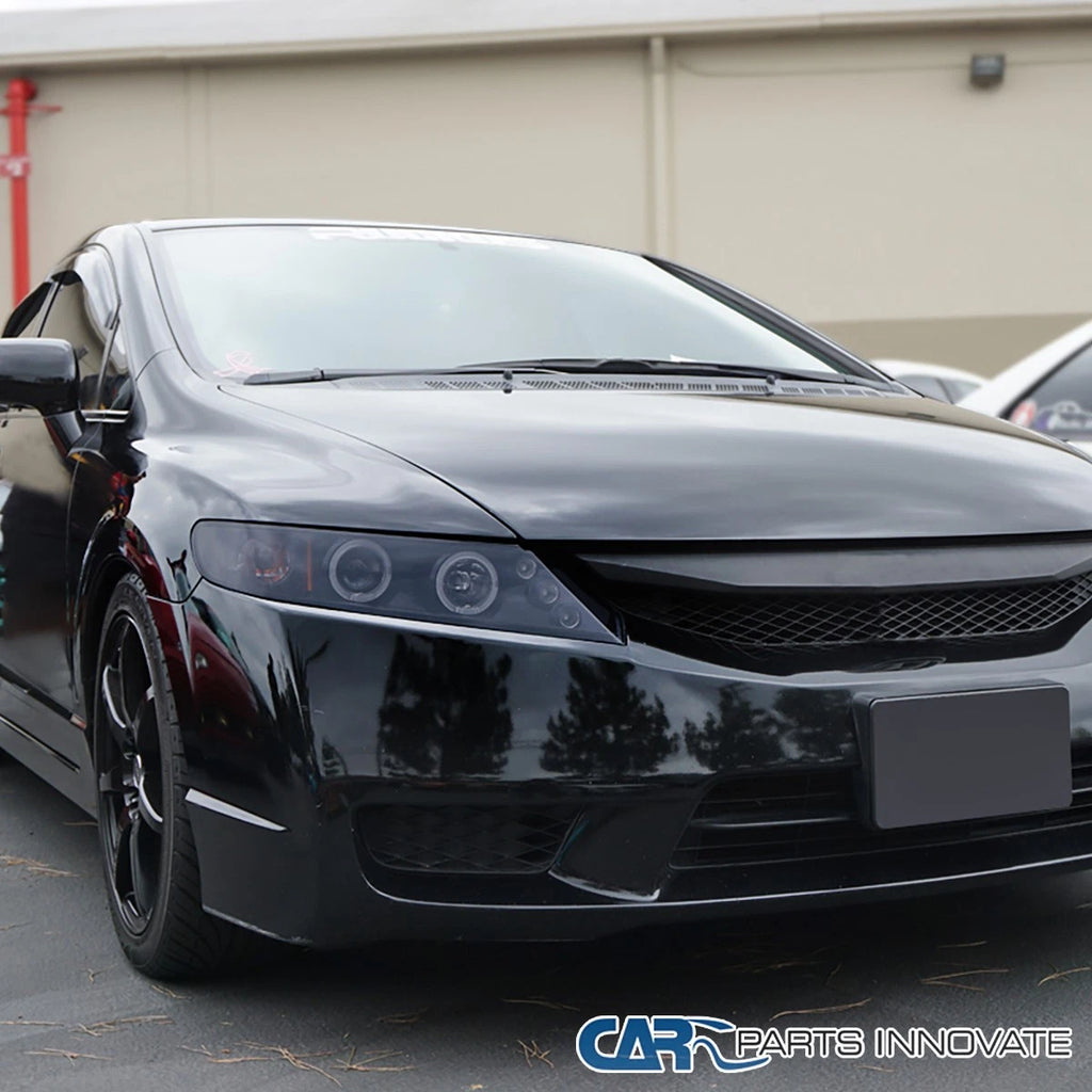 Fits 2006-2011 Honda Civic 4Dr Sedan Black Smoke LED Halo Projector Headlights