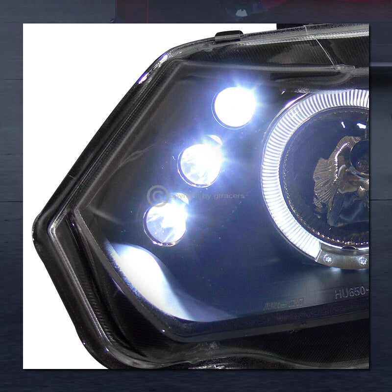 For 2006-2011 Honda Civic Coupe Black LED Halo Projector Headlights Signal Amber