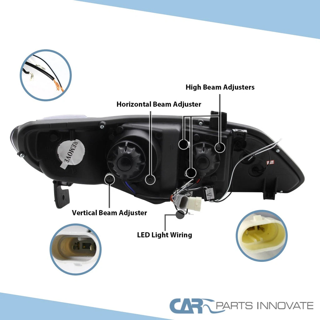 Fits 2006-2011 Honda Civic 4Dr Sedan Black Smoke LED Halo Projector Headlights