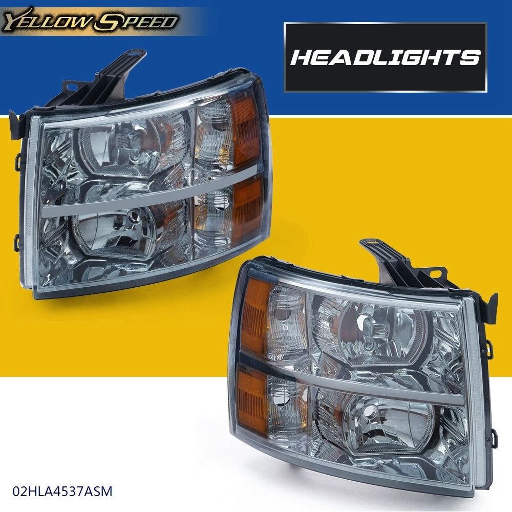 Fit For 2007-2013 Chevy Silverado 1500 2500 3500 Headlights Assembly Headlamps