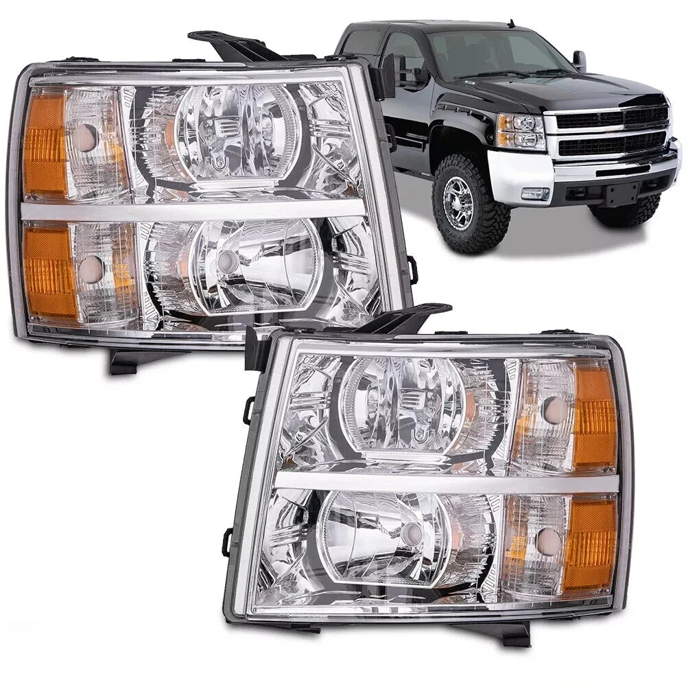 Fit For 2007-2013 Chevy Silverado 1500 2500 3500 Headlights Assembly Headlamps