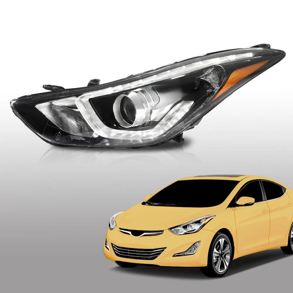 Headlights Assembly W/LED DRL Projector Fit For 2014 2015 2016 Hyundai Elantra