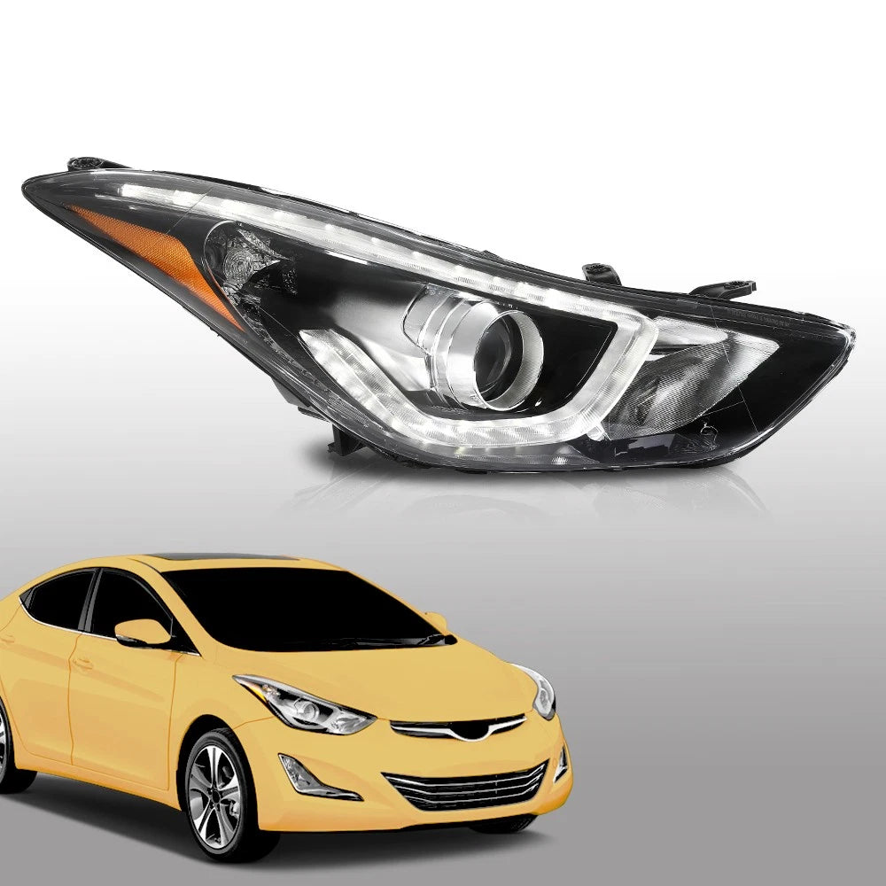 Headlights Assembly W/LED DRL Projector Fit For 2014 2015 2016 Hyundai Elantra