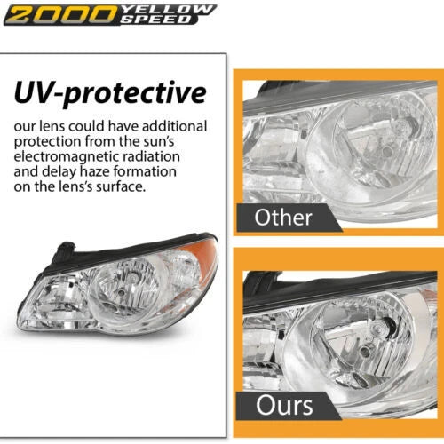 Chrome Headlight Assembly Clear Lens Fit For 2007 2008 2009 2010 Hyundai Elantra