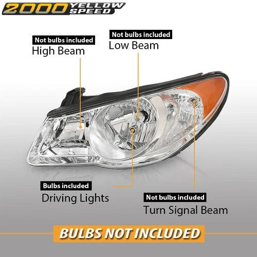 Chrome Headlight Assembly Clear Lens Fit For 2007 2008 2009 2010 Hyundai Elantra