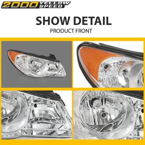 Chrome Headlight Assembly Clear Lens Fit For 2007 2008 2009 2010 Hyundai Elantra